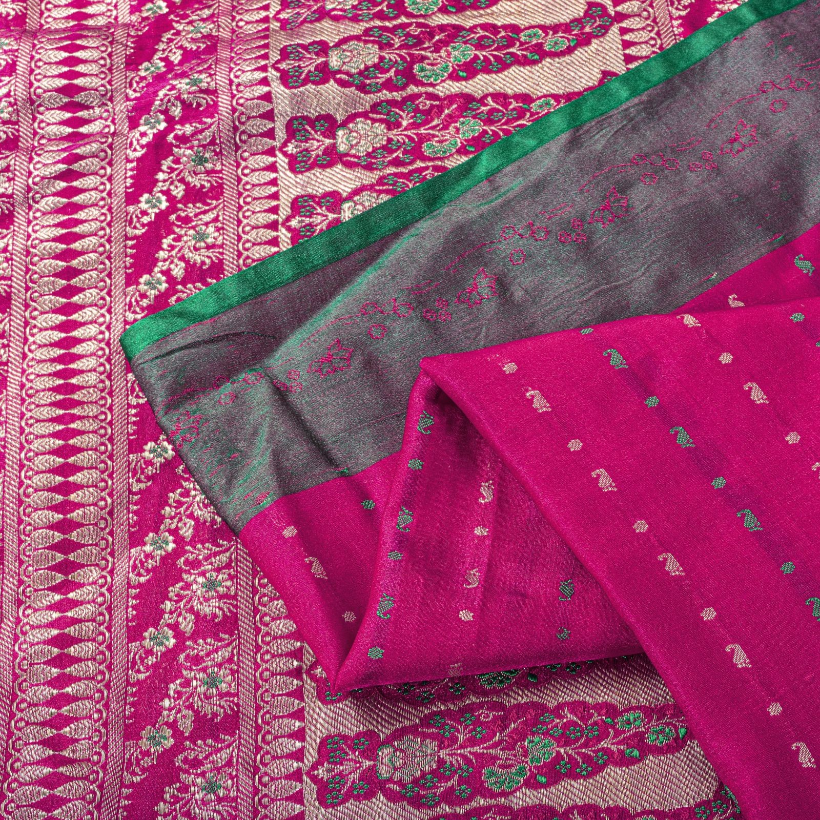 Sanskriti Vintage Pink Blend Silk Saree Zari Hand Woven Banarasi Brocade 5Ydsari