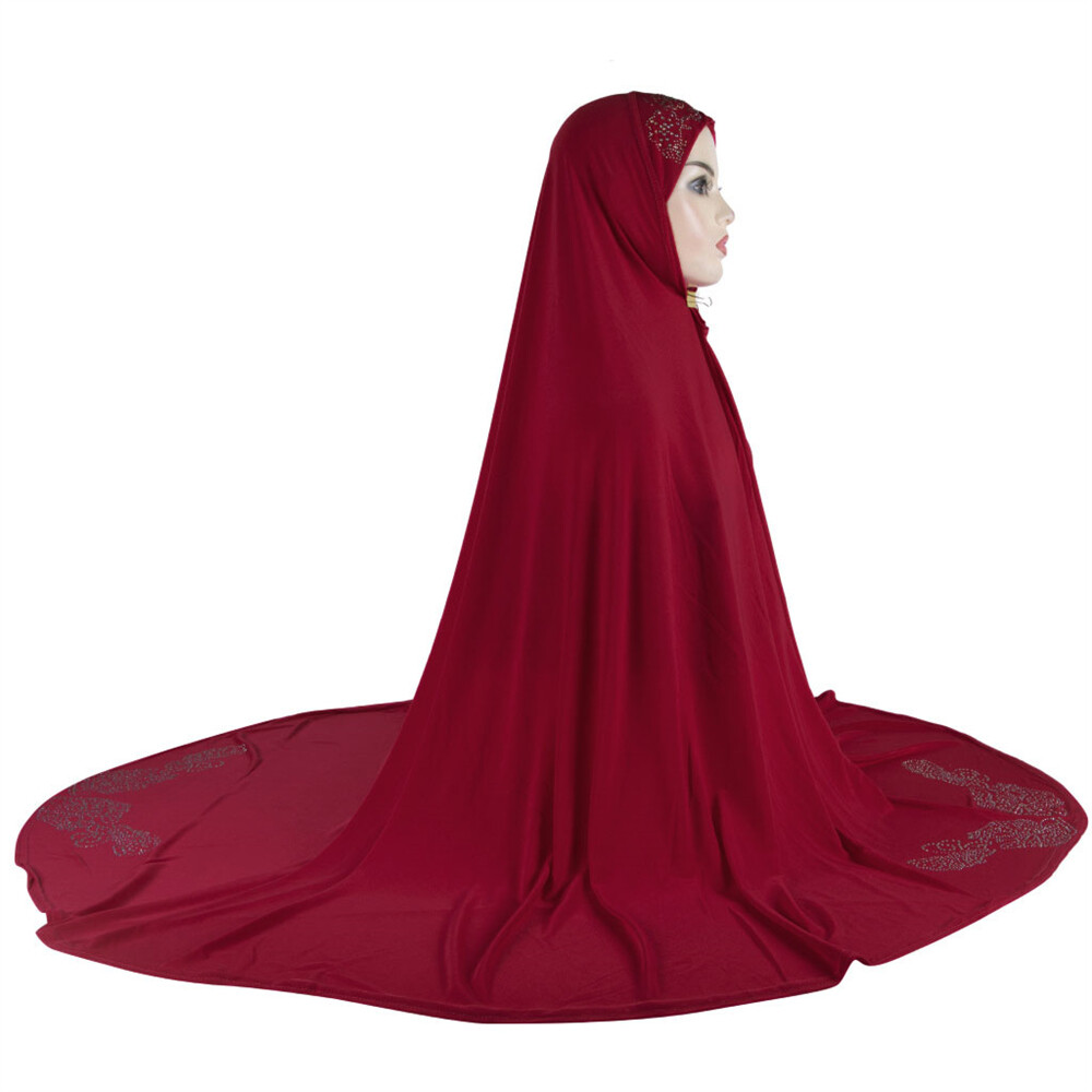 Muslim Women Full Cover Overhead Khimar Hat Hijab Islamic Prayer Wrap Headscarf