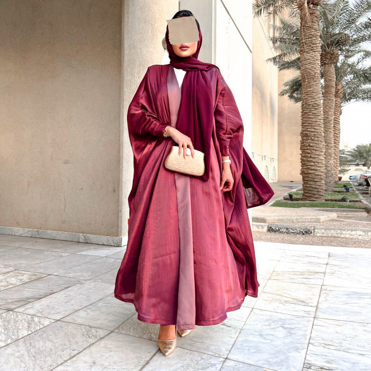 Shiny Kimono Sleeve Abaya Ethnic Dress Dubai Party Cardigan Robe Women Clothes