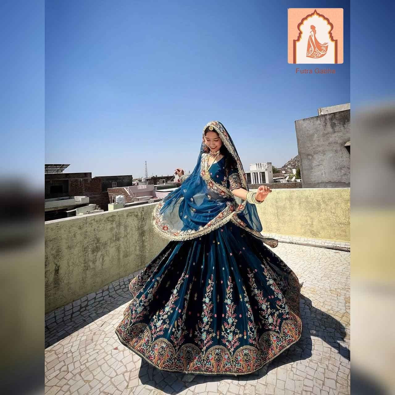 Blue Heavy Boutique Lehenga Choli Set with Thread & Sequence Work