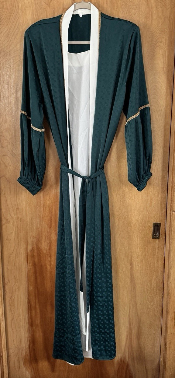 Traditional Long Embellished Indian Robe Kaftan Kurti Gown Dress Size L NEW
