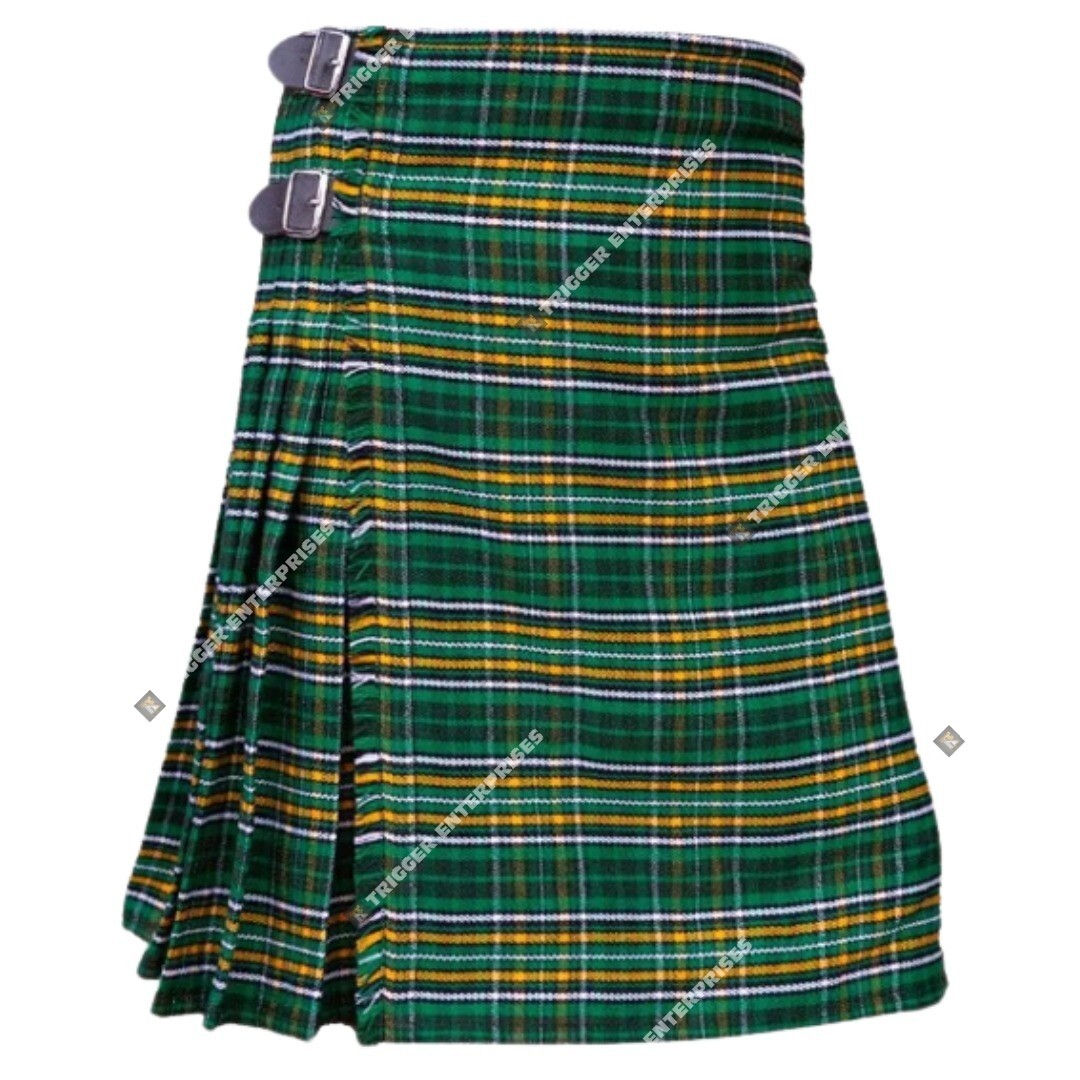 Handmade Men’s 8 yard 16 oz Irish National Tartan Kilts | Custom Size Kilts