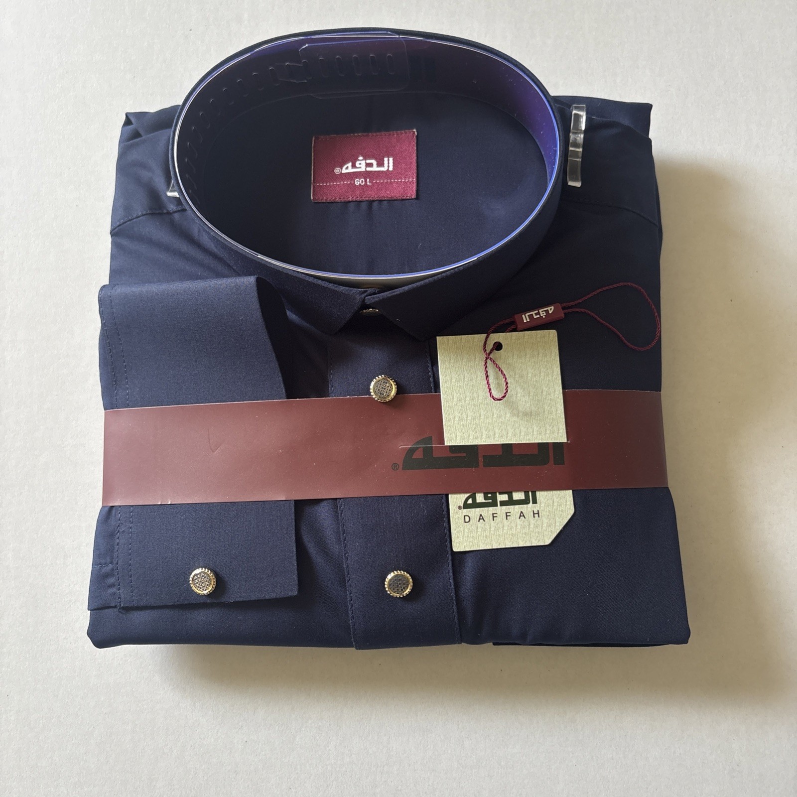 MEN Size 60L DAFFAH High Quality ALL SEASON Thobe CUFF SLEEVE SHIRT COLAR