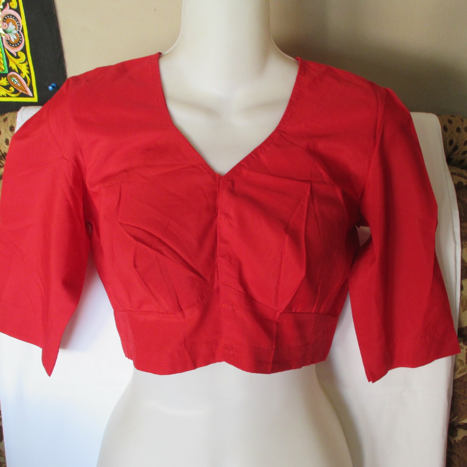 NEW Real RED Fabulous Choli AMAZING BLOUSE For SARI Skirt TOP 32″ BUST E Small