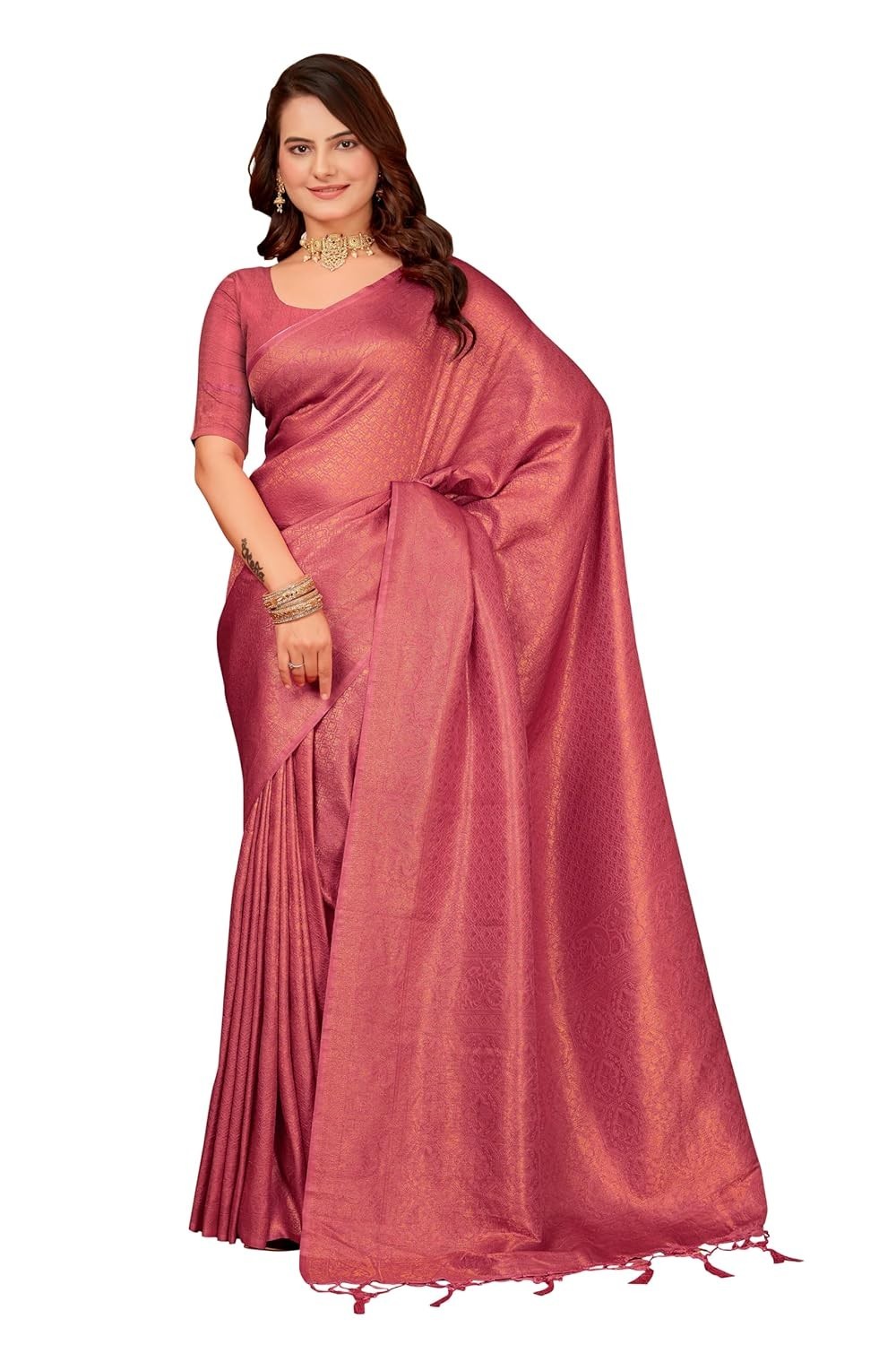 Women’s Ethnic Motifs Soft Lichi Banarasi Silk Jacquard saree with Blouse piece