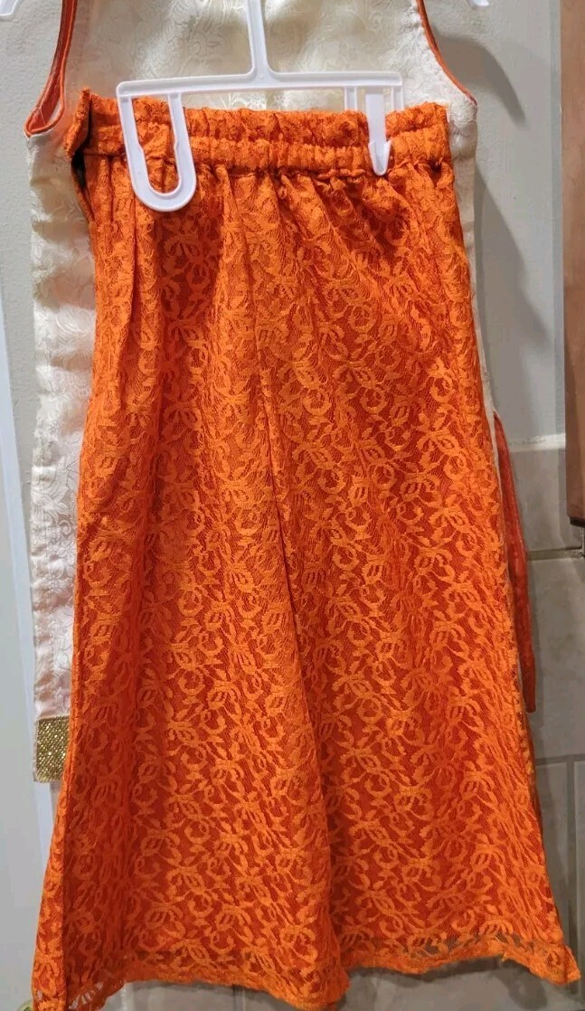Toddler Girls Beautiful Sleeveless Party Wear Zipper Front Gold And Orange…