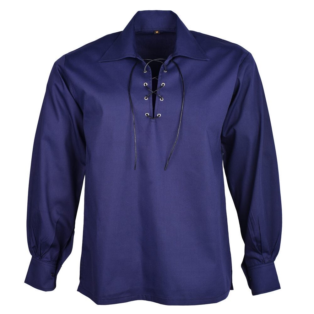 Blue High Quality Jacobite Ghillie Shirts kilt shirts Men’s Jacobean shirts