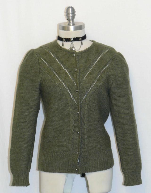 GREEN ~ BOILED WOOL Women GERMAN Winter Cardigan Dress Jacket SWEATER Coat 2 XS