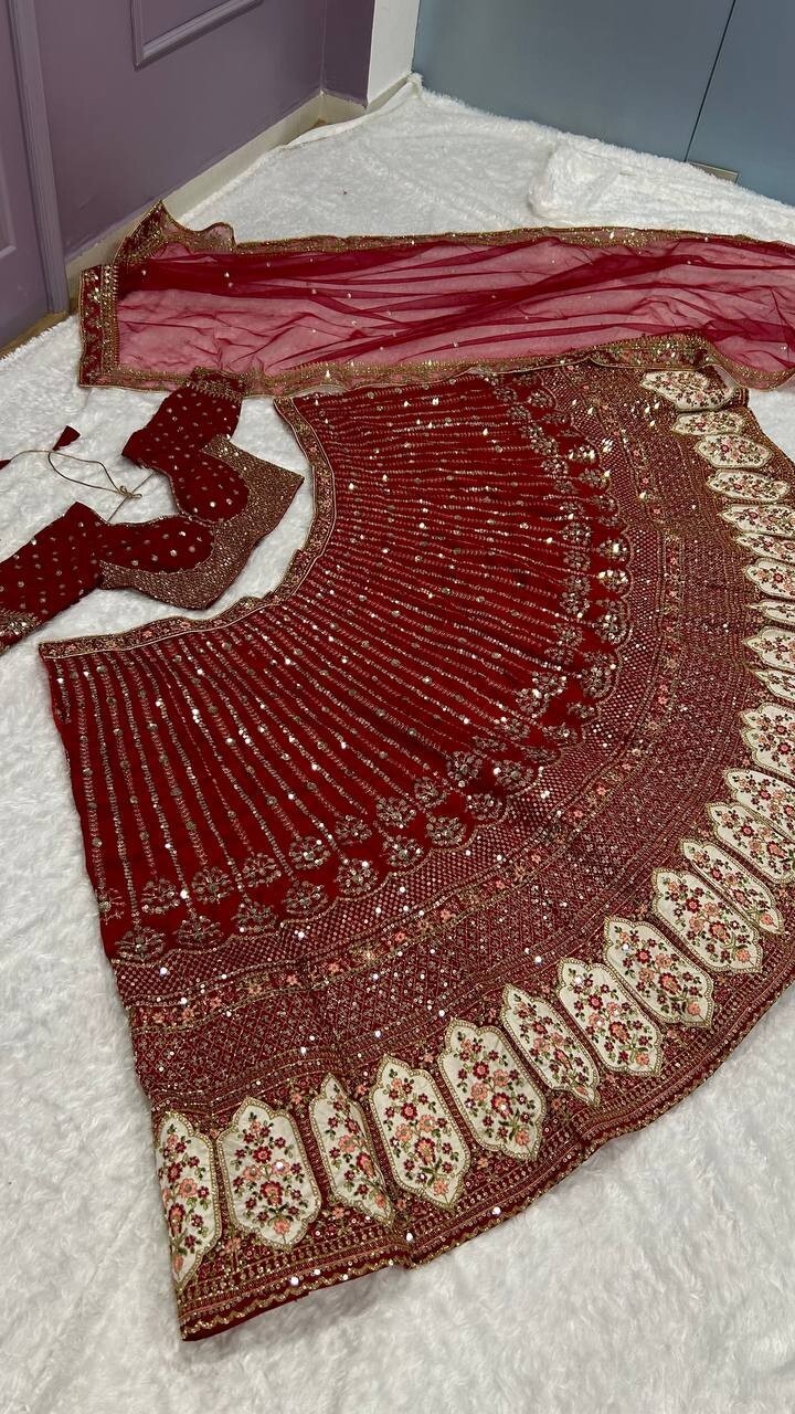 Launching Indian Designer Rangoon Silk Lehenga Choli With Dupatta For Women