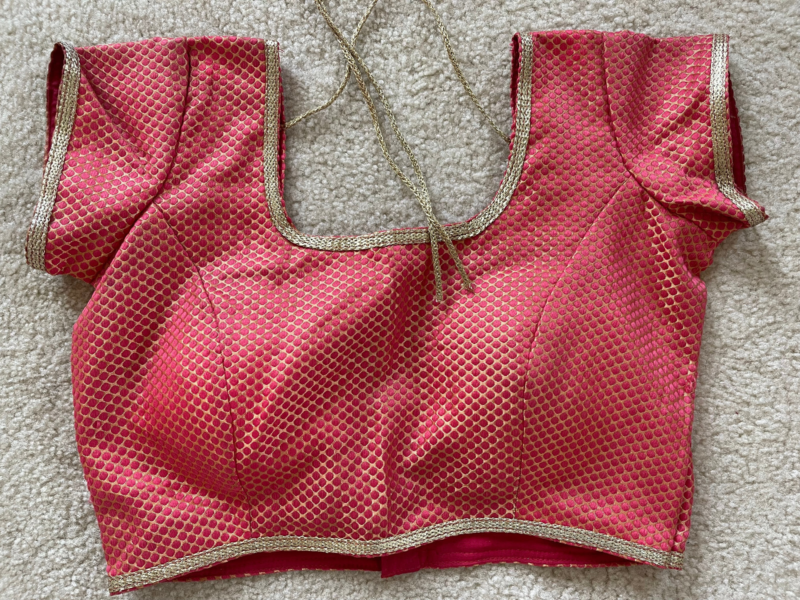 Bollywood Stitched Sari Blouse MIrror work Top Sz S pink