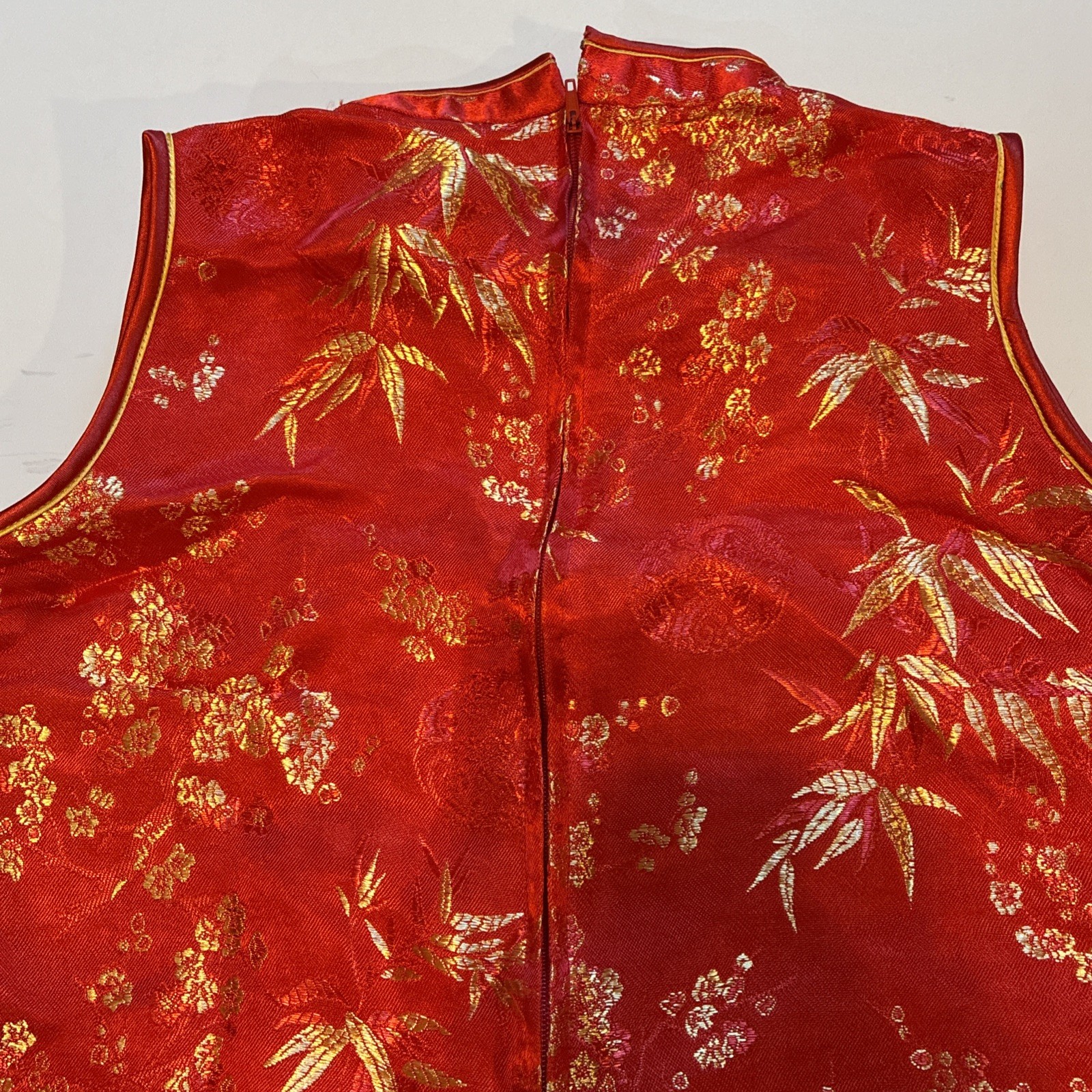 Chinese Cheongsam Dress Childs Size 7 Traditional Qipao Party Retro Red Gold
