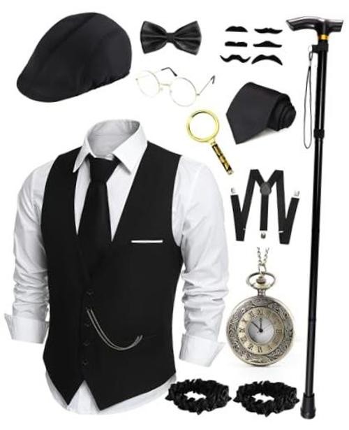 1920s Mens Costume Roaring 20s Costumes For Men Detective 4X-Large Black