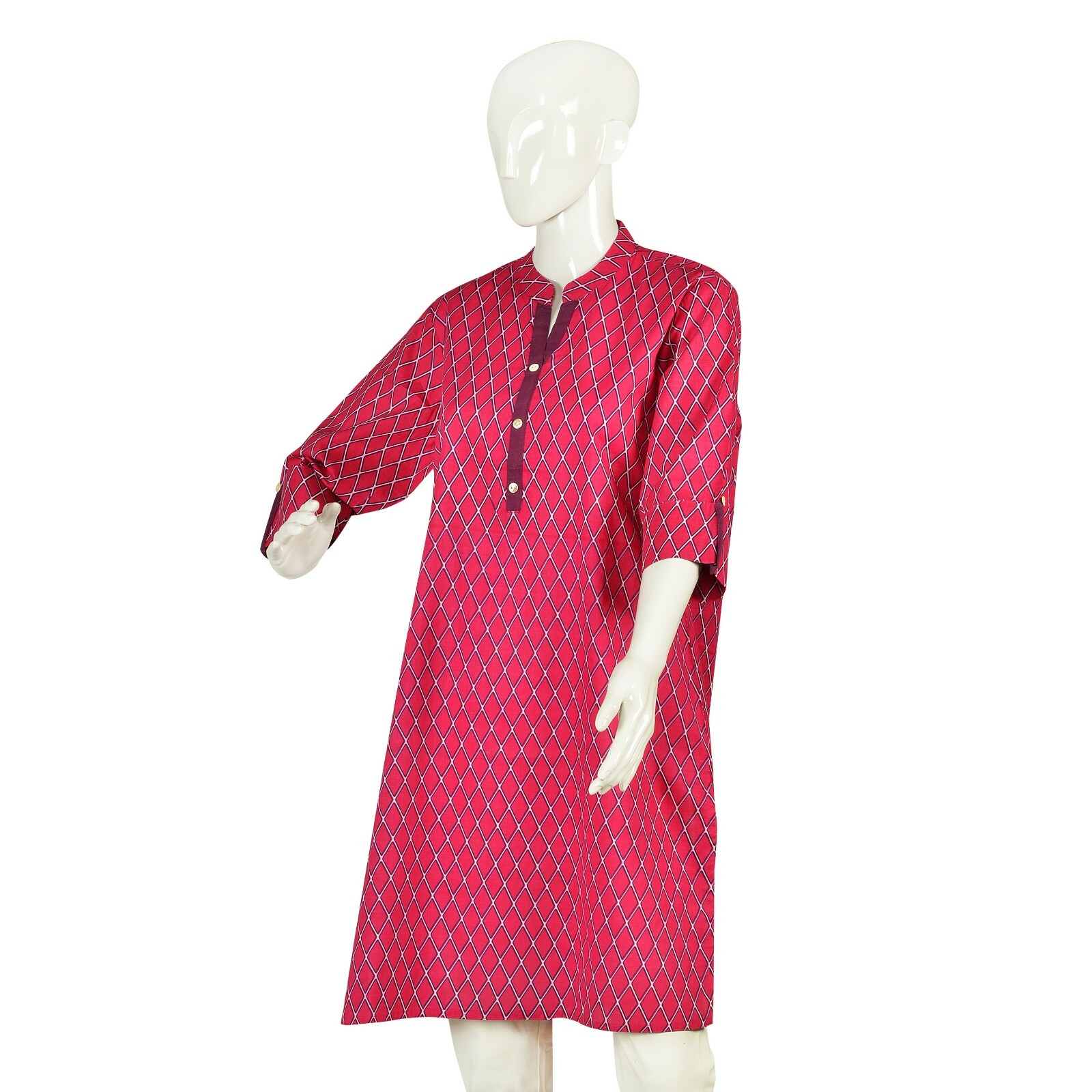 Westside S-86cm 100% Geometric Print Cotton Kurta with Cuff Sleeves For Women