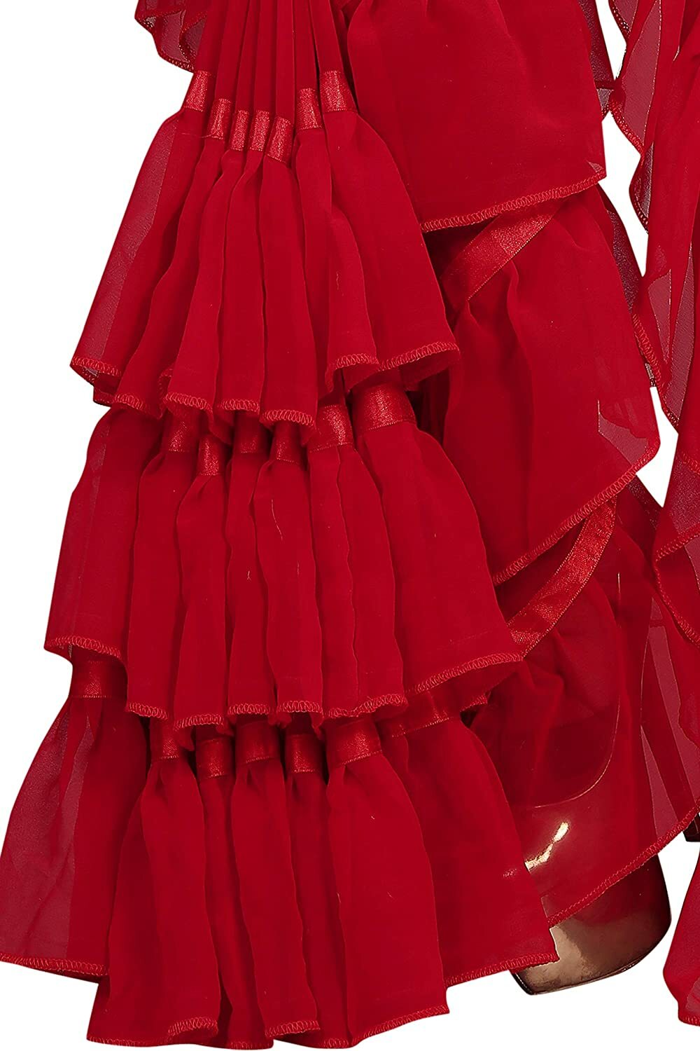 Indan Traditional Women’s Georgette Ruffle Frill Saree With Blouse Piece