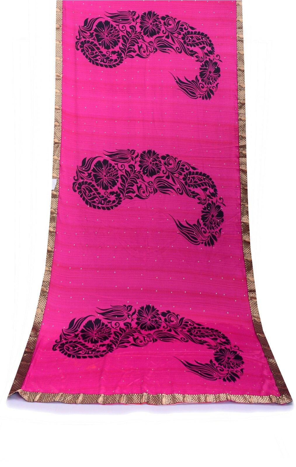 Vintage Pink Indian Sari 100% Pure Silk Fabric Craft Paisley Printed Sarees 5yd