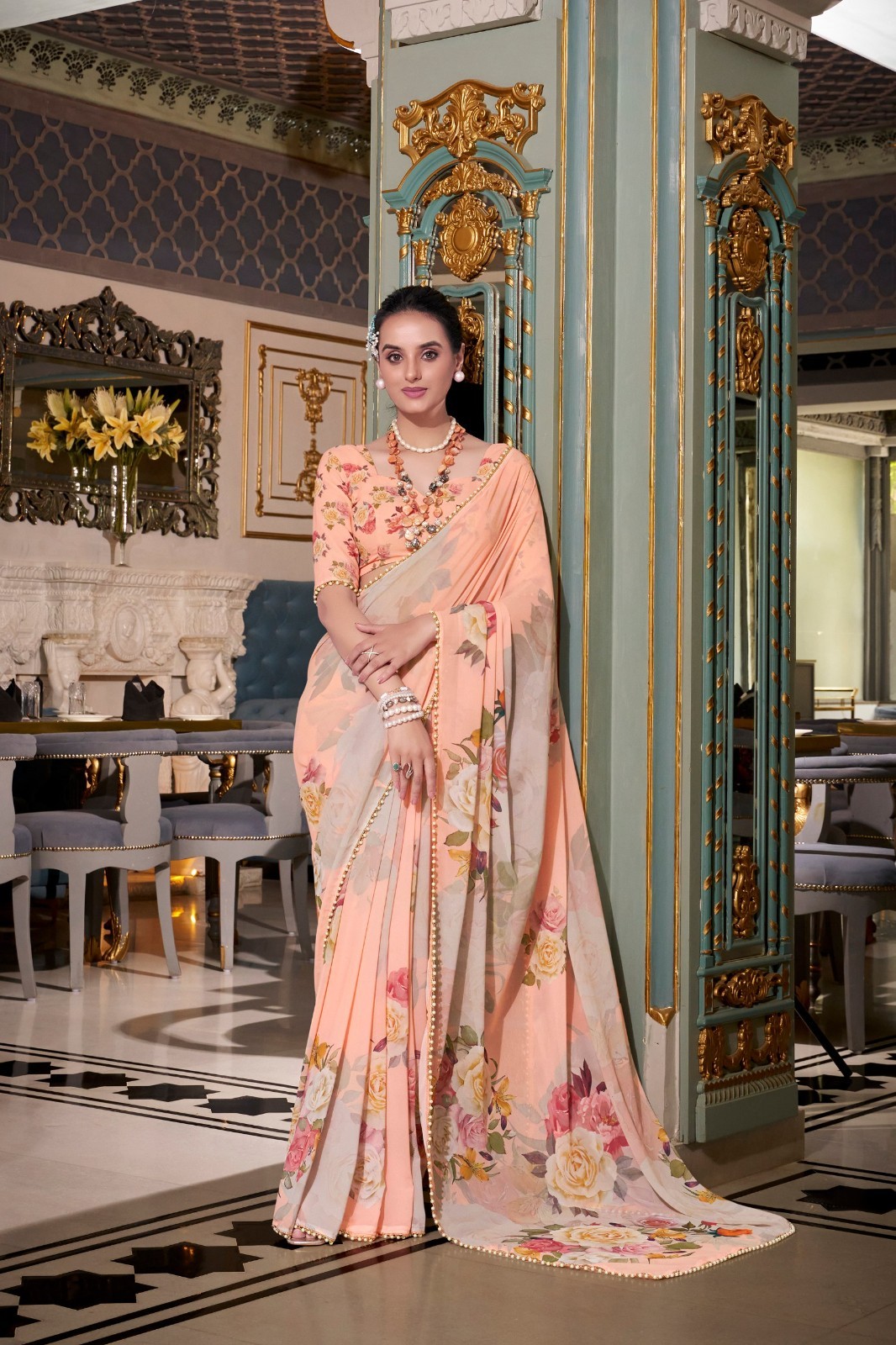 Designer Saree For Women Bollywood Wedding Partywear Saree Floral Indian Saree