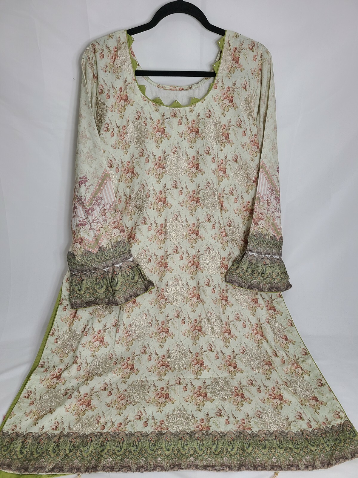 Linen Karandi Embroidery Kameez Shalwar With Shawl Dupatta 3XL Bust 50