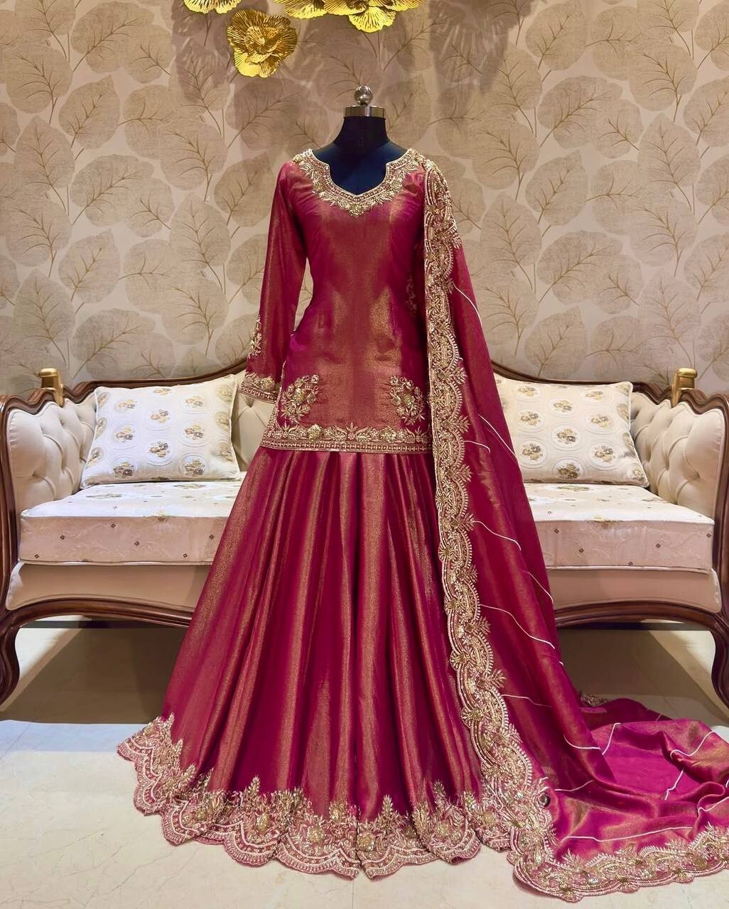 New Wedding Wear Roman Shimmer Silk Top Lehenga With Dupatta For Women