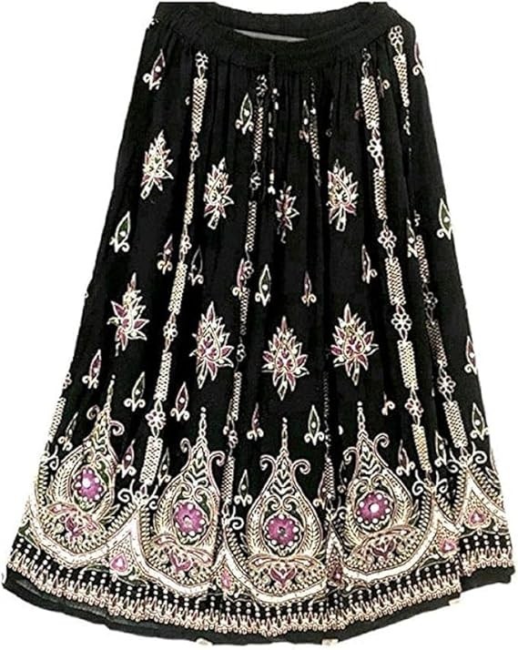 Rayon Long Skirt Indian Designer Sequence Work Women Dress Traditional Clothing