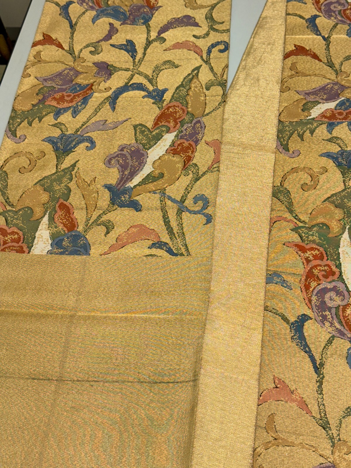 Japanese Vintage Kimono Fukuro Obi silk Brown expensive Tradition 166.9×11.8in