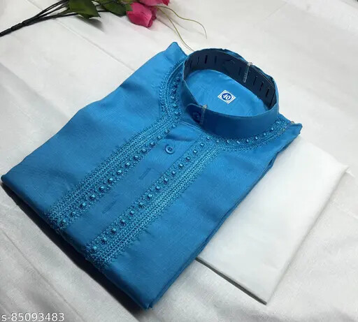 Indian Traditional Stylish Cotton chikankari Festival Eid Special Men Kurta