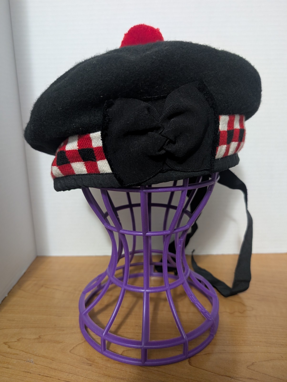 100% Pure Wool Scottish Balmoral Diced Hat Red,White & Black Balmoral
