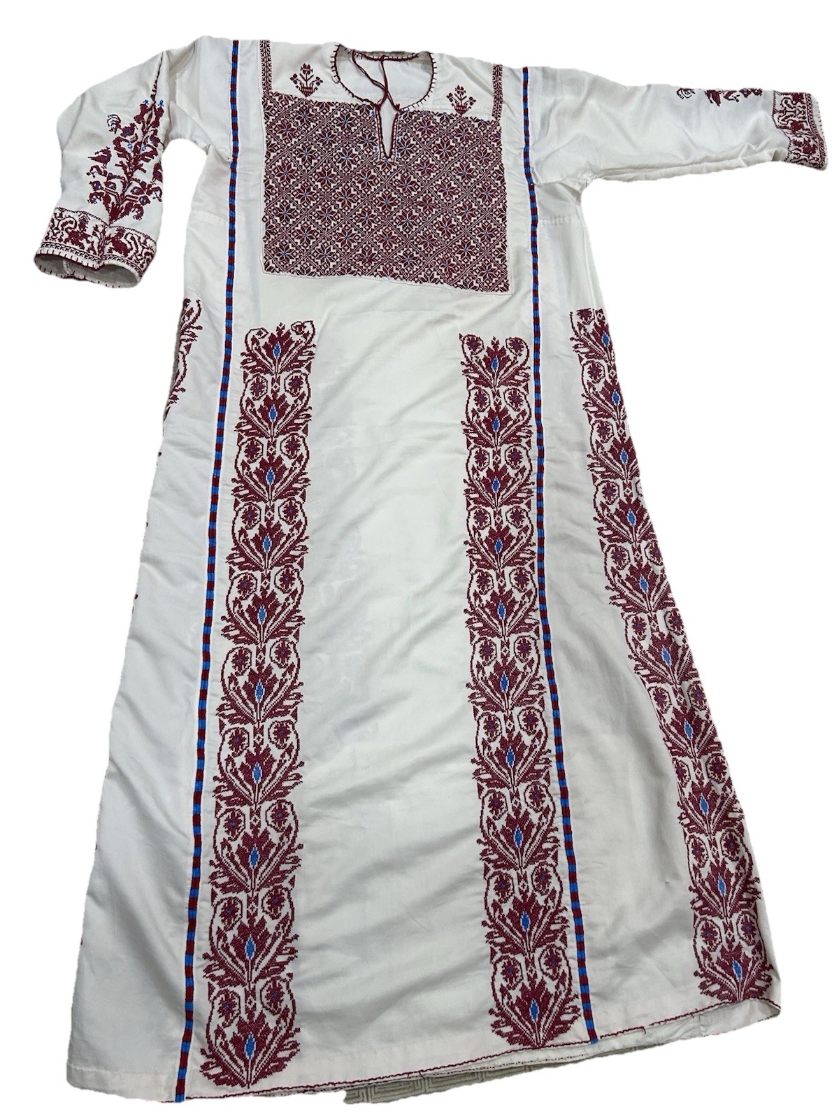 Vintage Palestinian Traditional Thobe- Hand-Embroidered Tatreez Dress