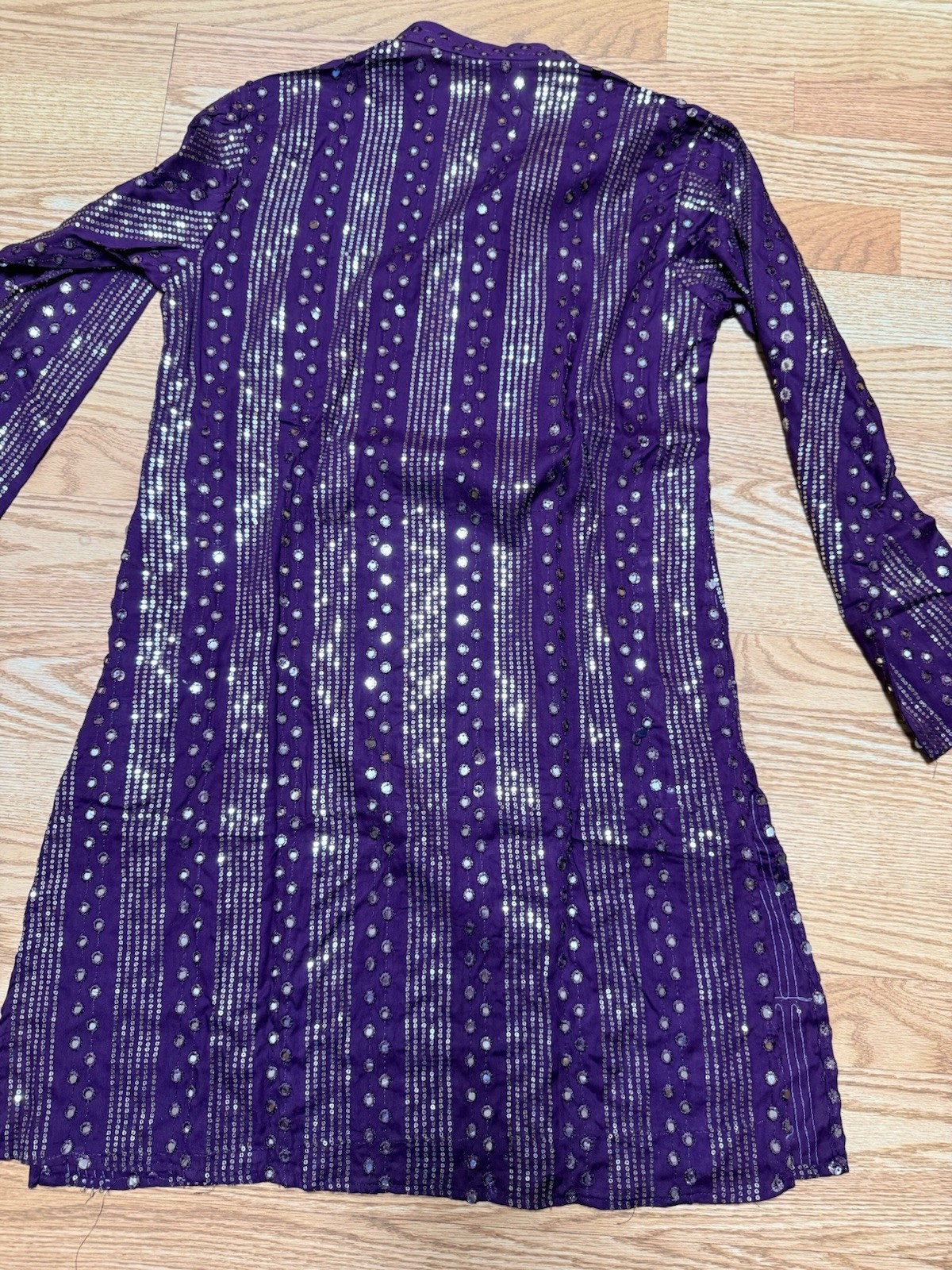 NWT Men’s TEEN BOYS Kurta PAJAMA SET SZ 36 S PURPLE SEQUINS India-USA seller
