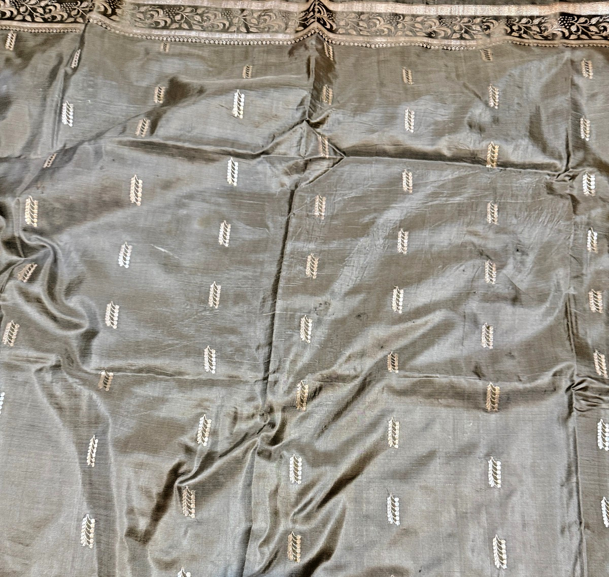 VTG Indian 100% SILK/SILVER THREAD! Sari ZARI Woven Saree 5yd X 1.25yd