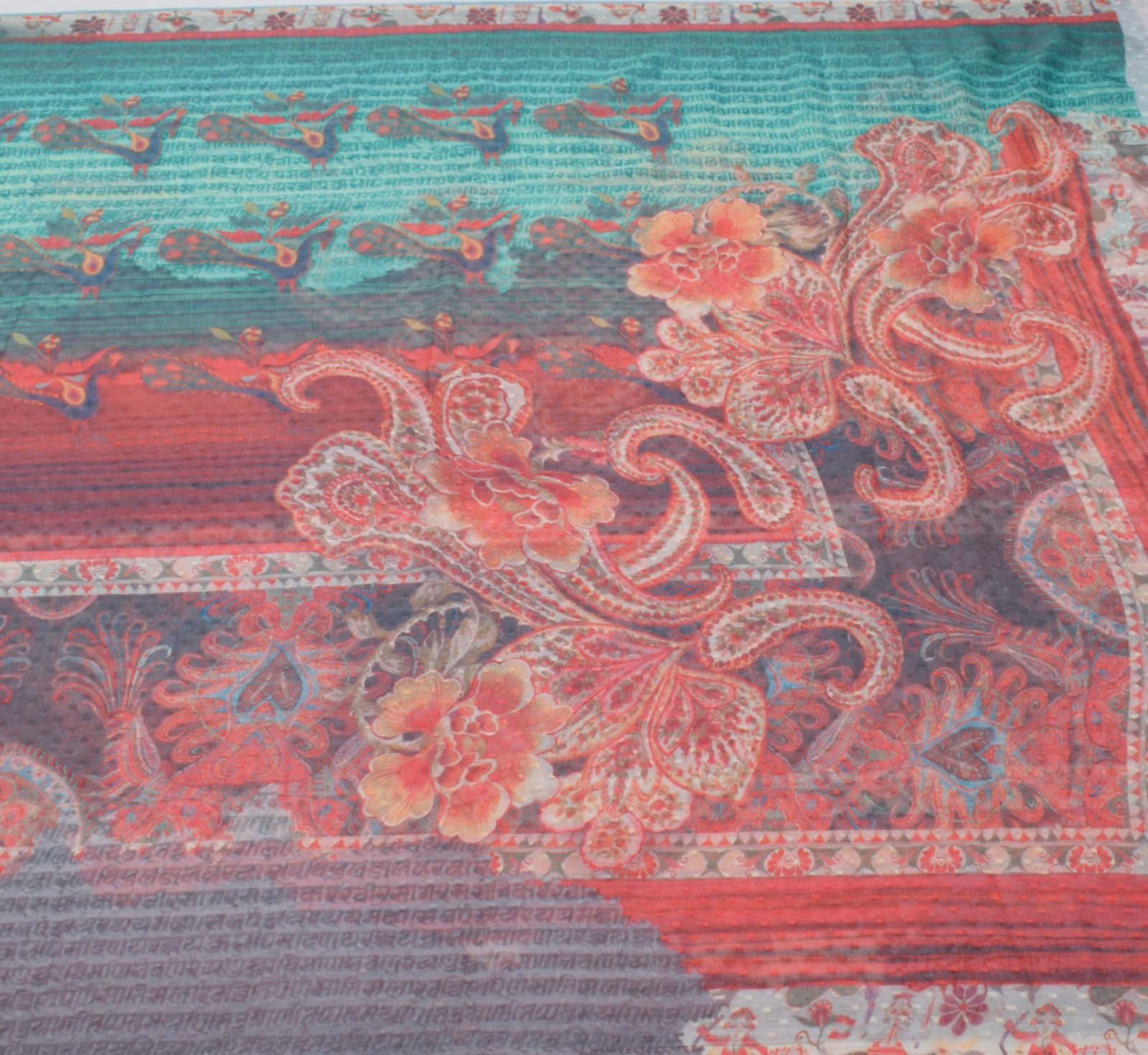 Sushila Vintage Multi-Color Sari Blend Georgette Silk Printed 5 YD Craft Fabric