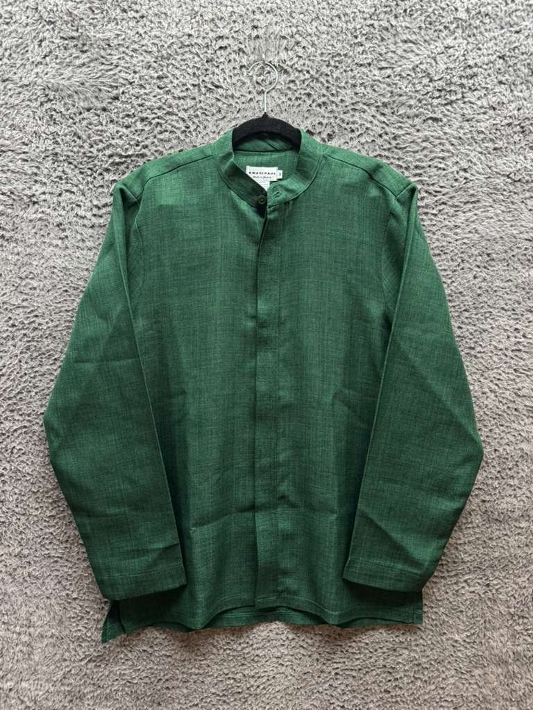 Kwasi Paul Wool-Linen Blend Damongo African Shirt & Pants Set Emerald Men Size M