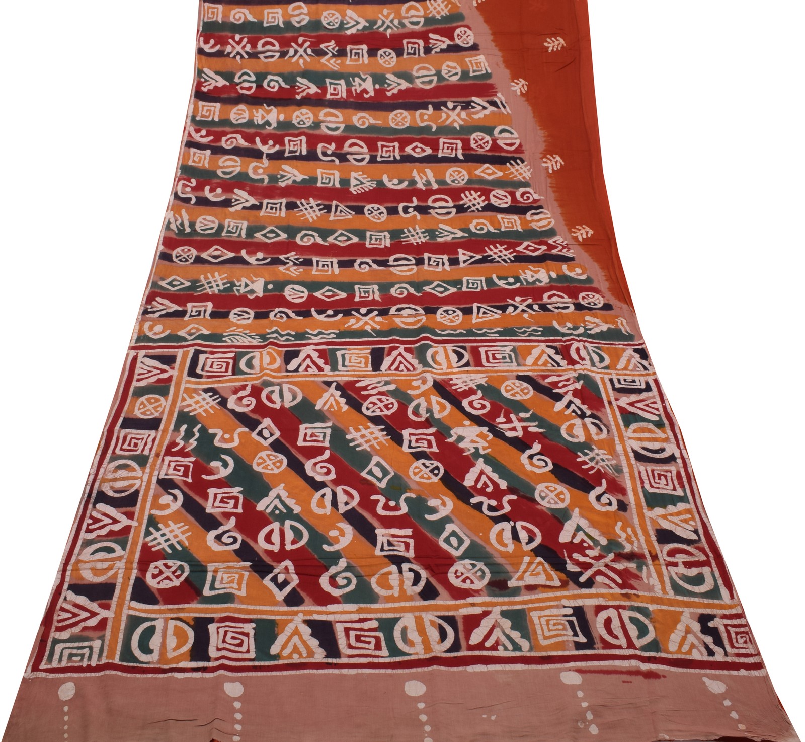 Sushila Vintage Multi-Color Saree Pure Cotton Batik Printed Soft Craft Fabric