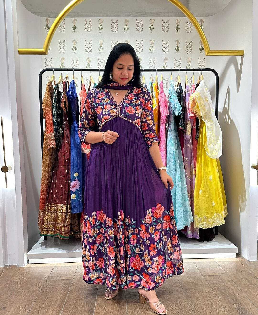 Indian Wedding Anarkali Kurta Pant Dupatta Sets Diwali Festival Salwar Kameez