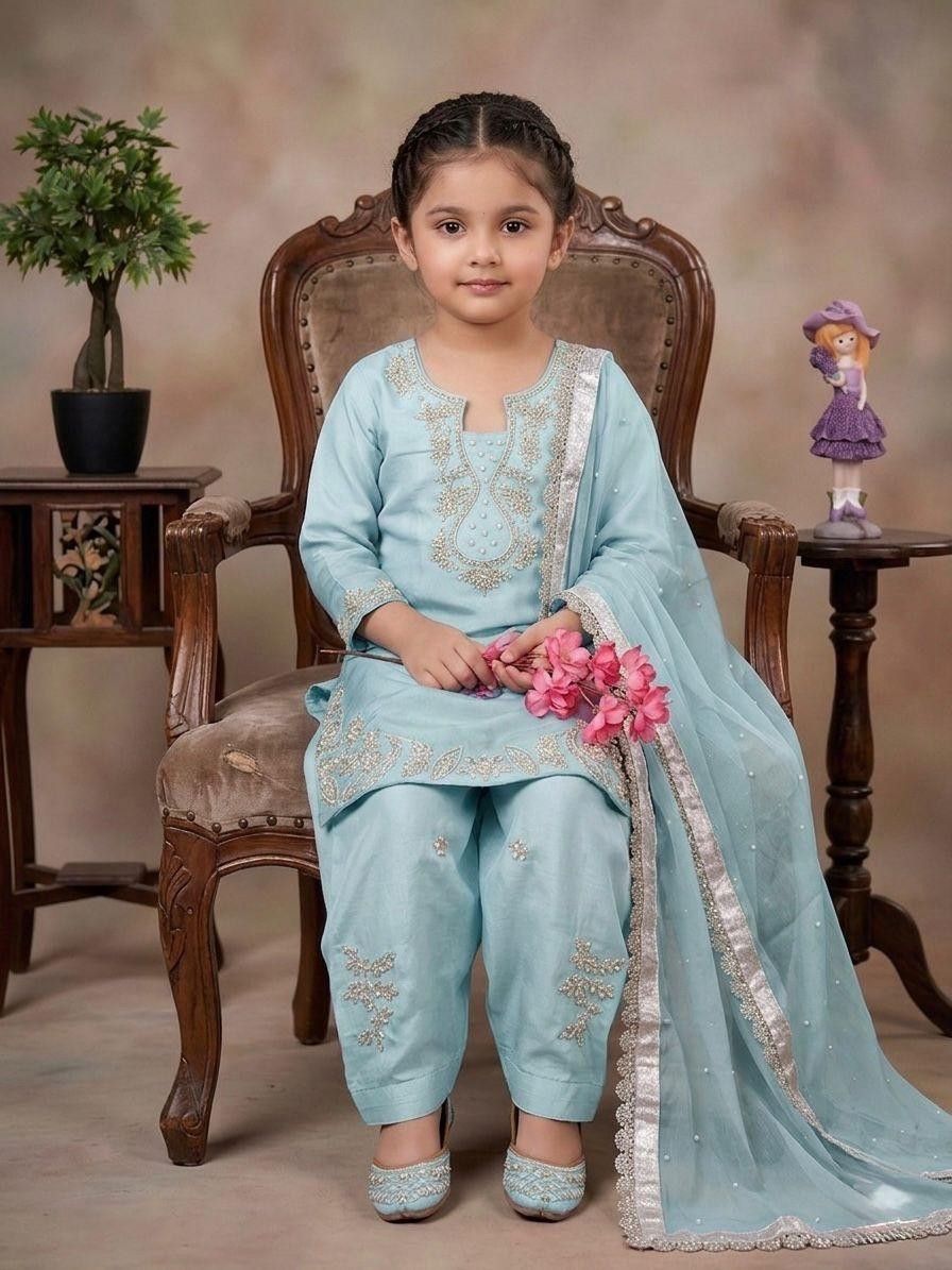 Pakistani Designer Mother Daughter Farshi Palazzo Suits indian party wear dress