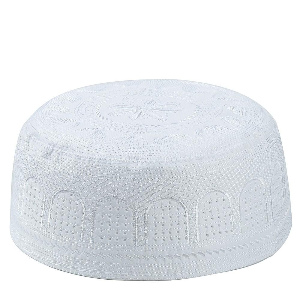 Muslim Kufi Cap Embroidered Islamic Prayer Round Hat Mens Arab Topi Skull