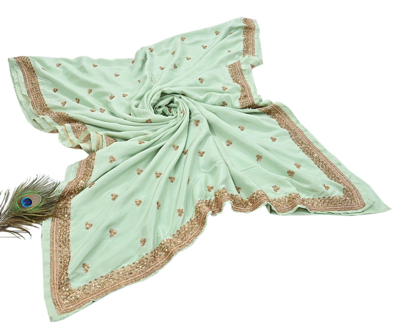 Rare Vintage Pista Green Pure Silk Saree Hand Embroidered Designer Sabyasachi