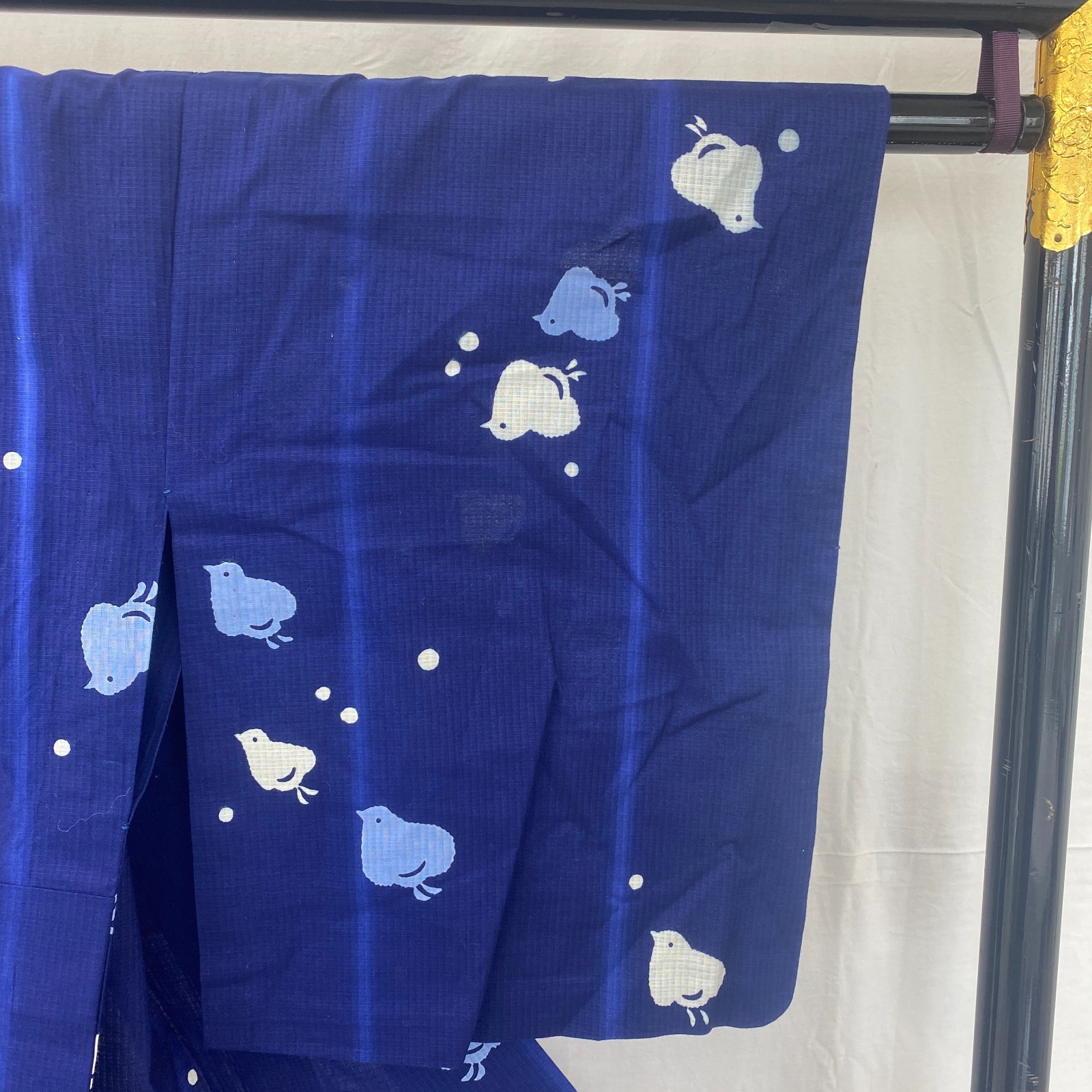 Japanese Vintage Kimono Cotton Blue No Lining Traditional Authentic Length 59 in