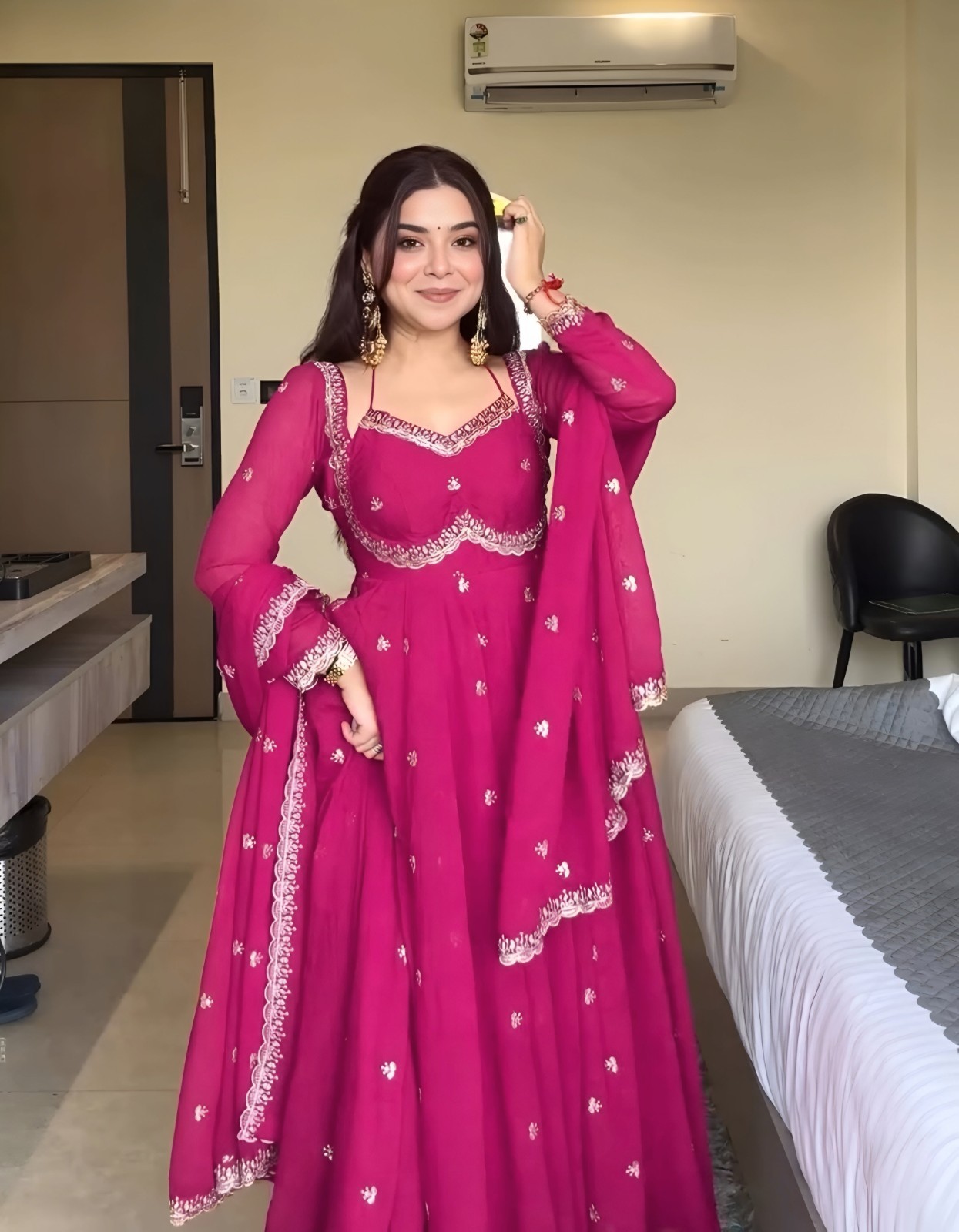 Pink color embroidered 3-Piece Suit Set for Women | Stylish Kurta