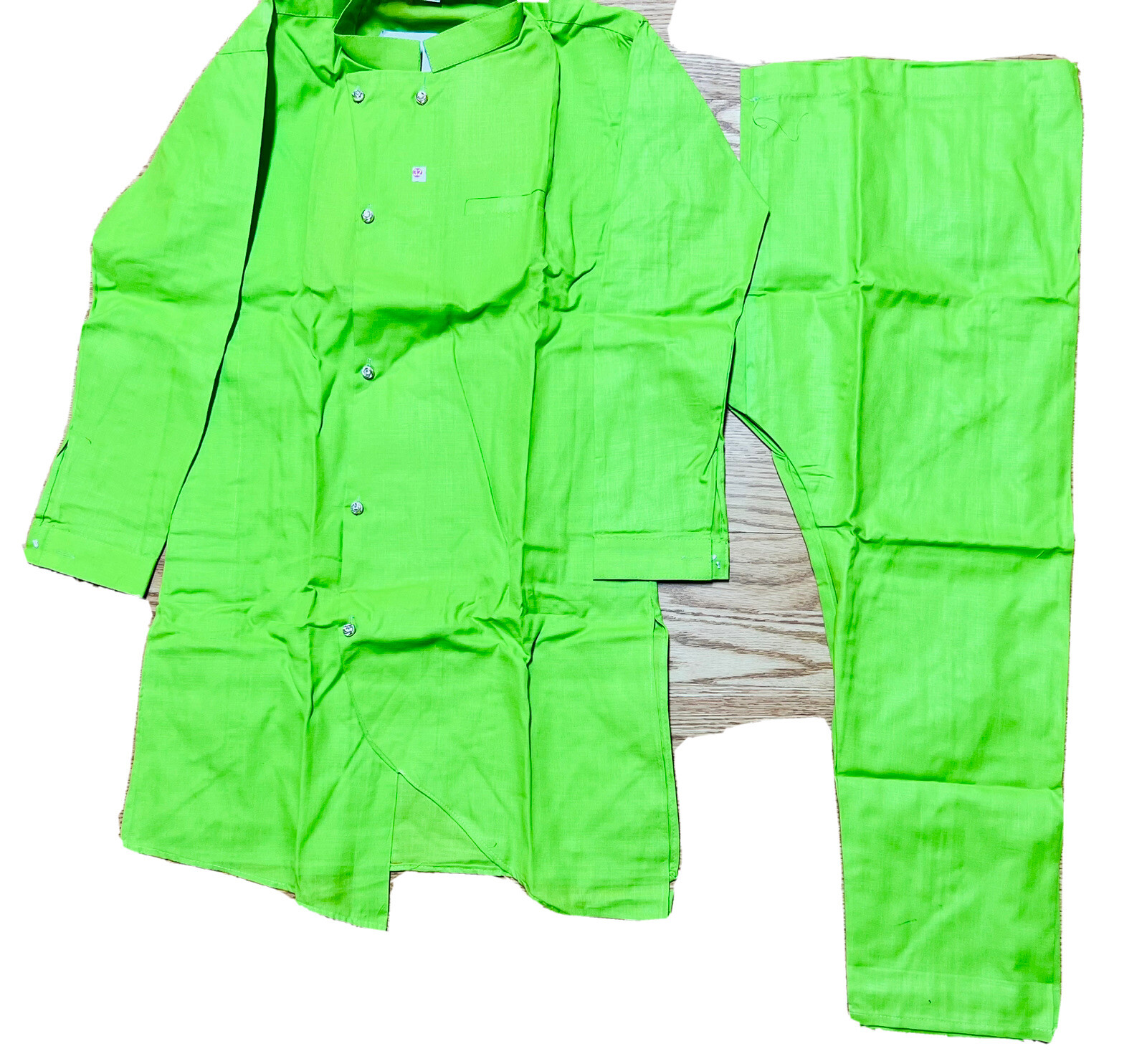 Asymmetric TRENDY Boy Sz32 11-12 yr Kurta pajama Bollywood Green cotton-2 pc