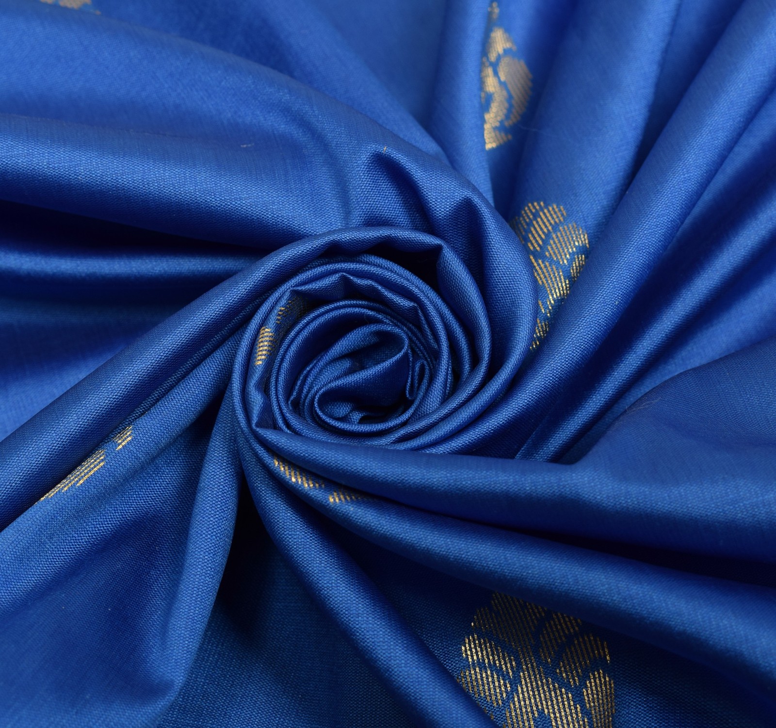 Royal Blue Banarasi Sari Art Silk Zari Woven Floral Border Saree Blouse Fabric