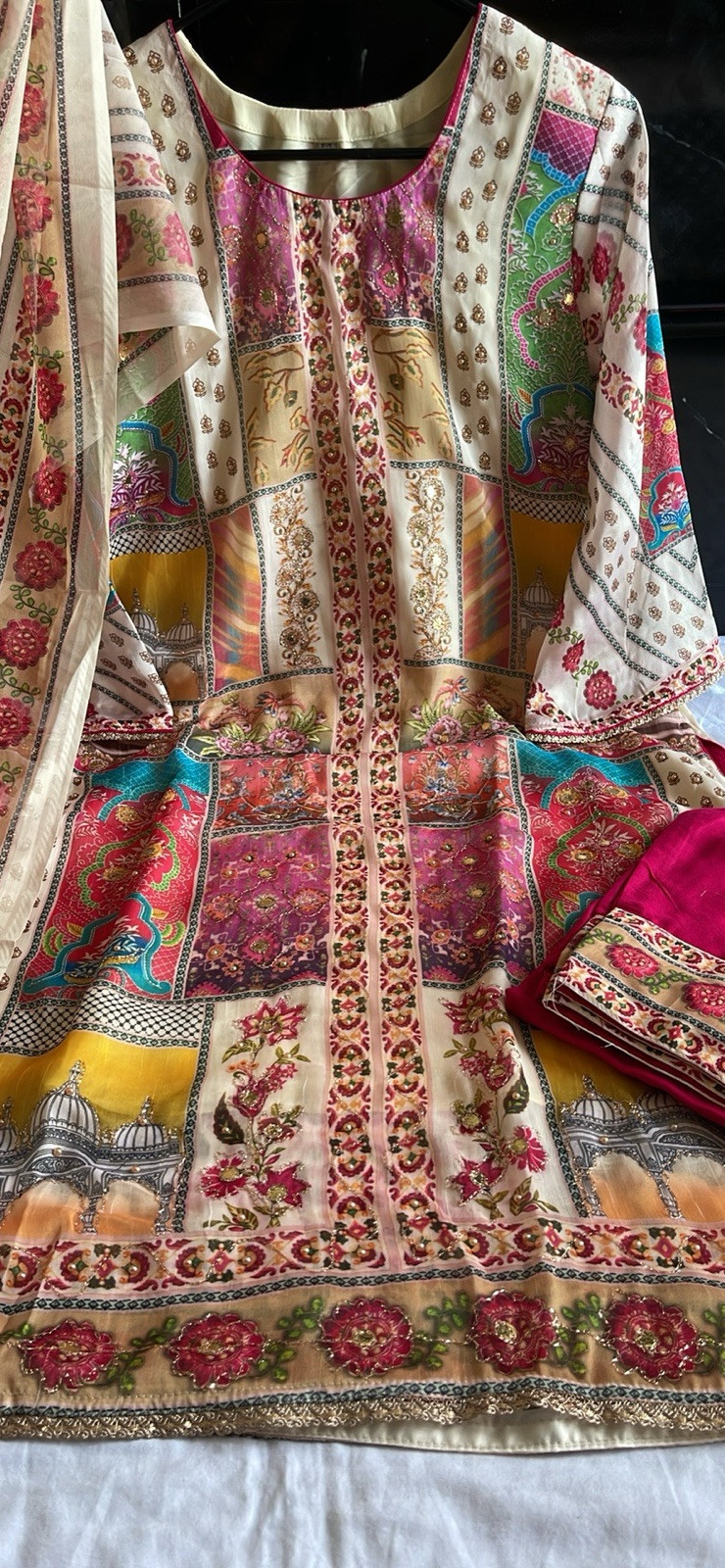 Indian Chinnon Silk Boutique Eid Collection Three Piece Suit