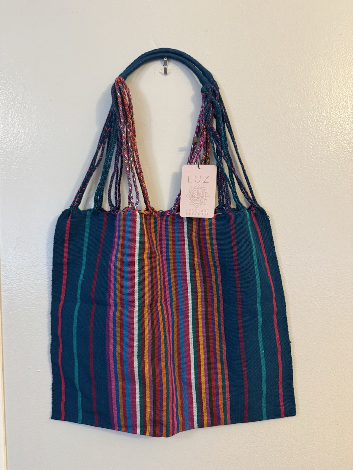 NWT Luz Collection Las Rayas Striped Tote Beach Hammock Bag Handwoven Mexico