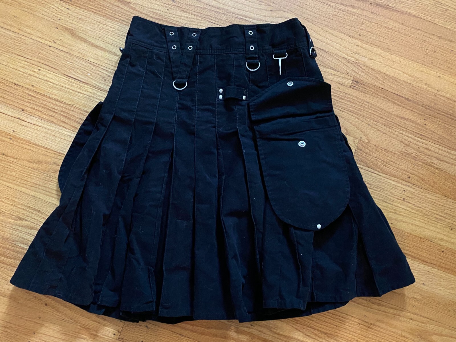 Buzz Kidder Originals of California Black Goth/Utility/Hybrid Kilt Size 34