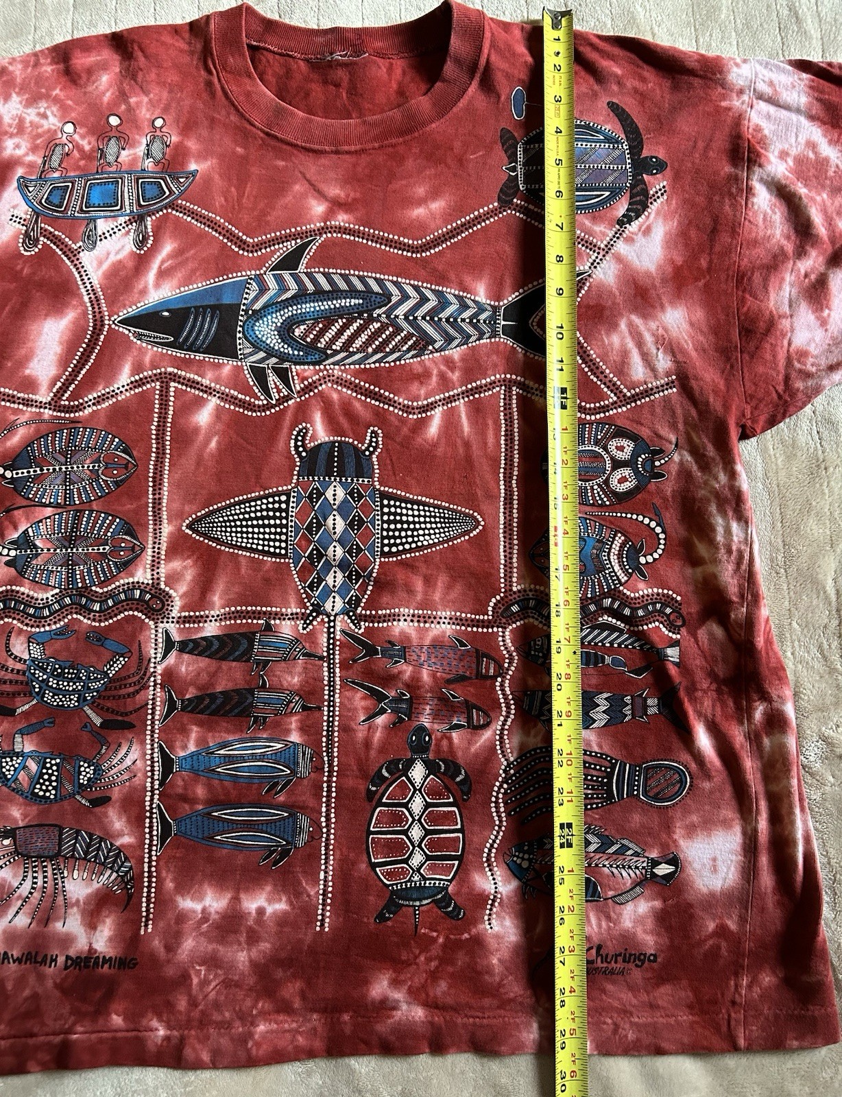 Churinga Australia Nawalah Dreaming Tye Dye Shirt Mens Size XL Single Stitch VTG