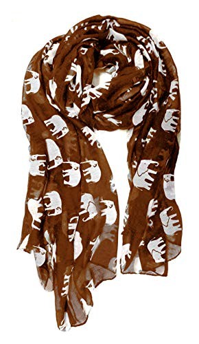 Gorgeous Blue Elephant Print Long & Soft Scarf Shawl/Wrap – Large Brown