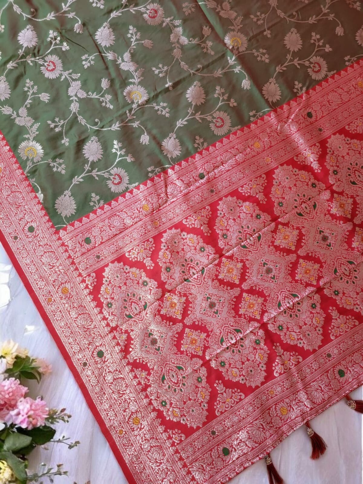 Designer Soft Banarasi Silk Saree,Zari Weaving & Meenakari Saree,Wdding Wear