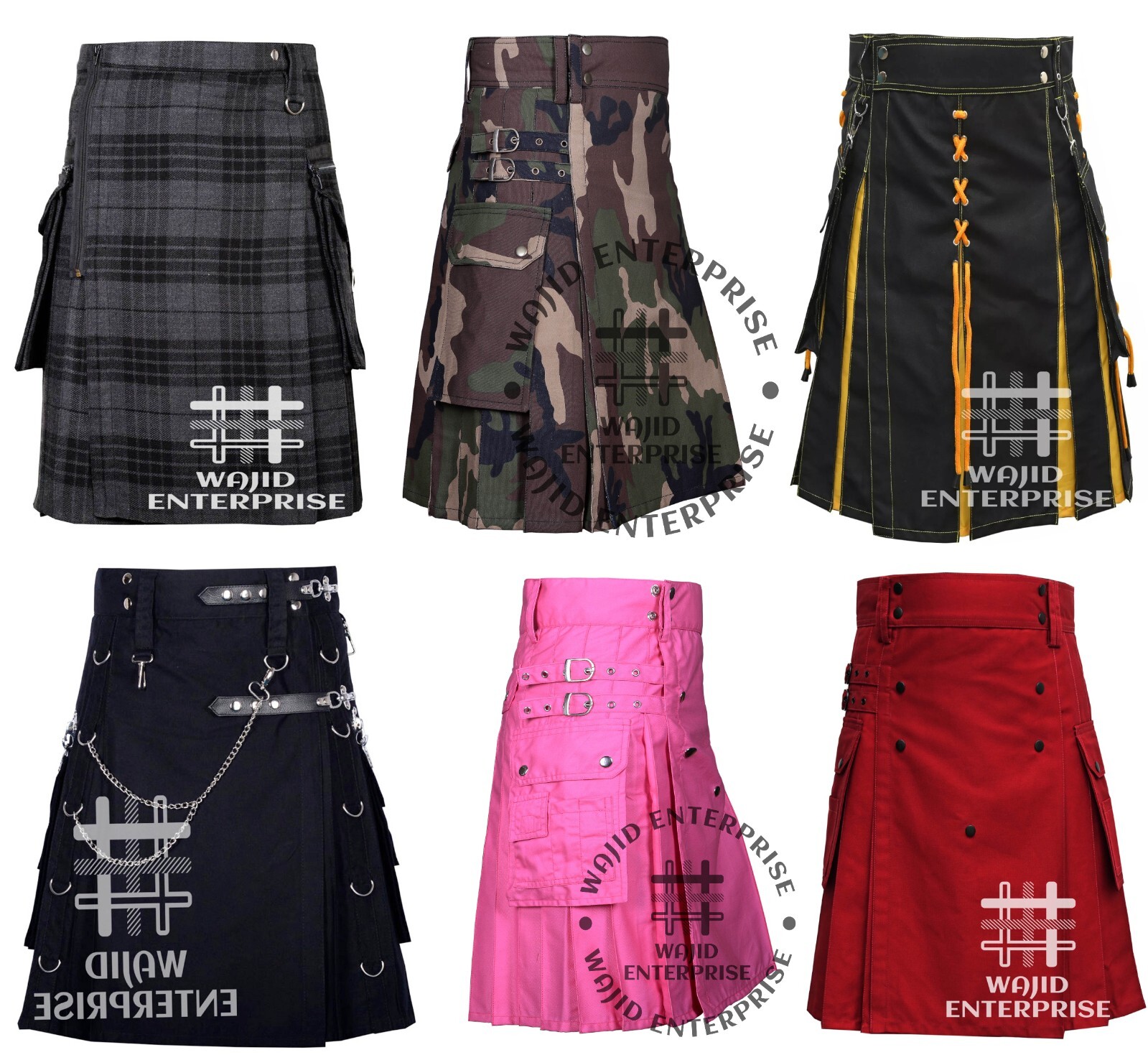 Scottish Handmade Various Design Utility Kilts for Men Hybrid Kilt Custom Size
