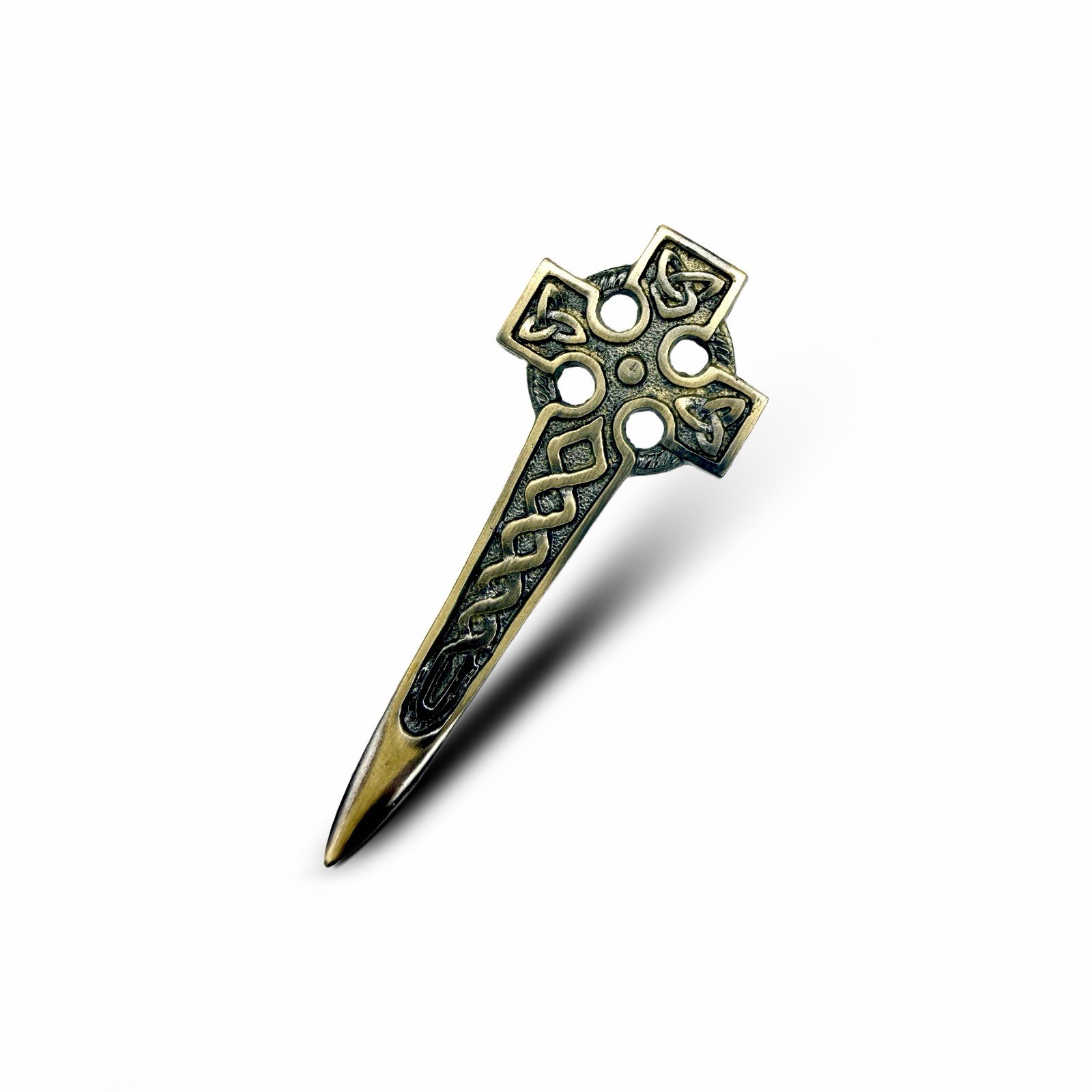 Scottish Celtic Cross & Rope Brass Antique Finish Kilt Pin
