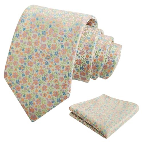 Mens 3.15inches Exquisite Floral Tie with Small Flower A142-light Green+lilac