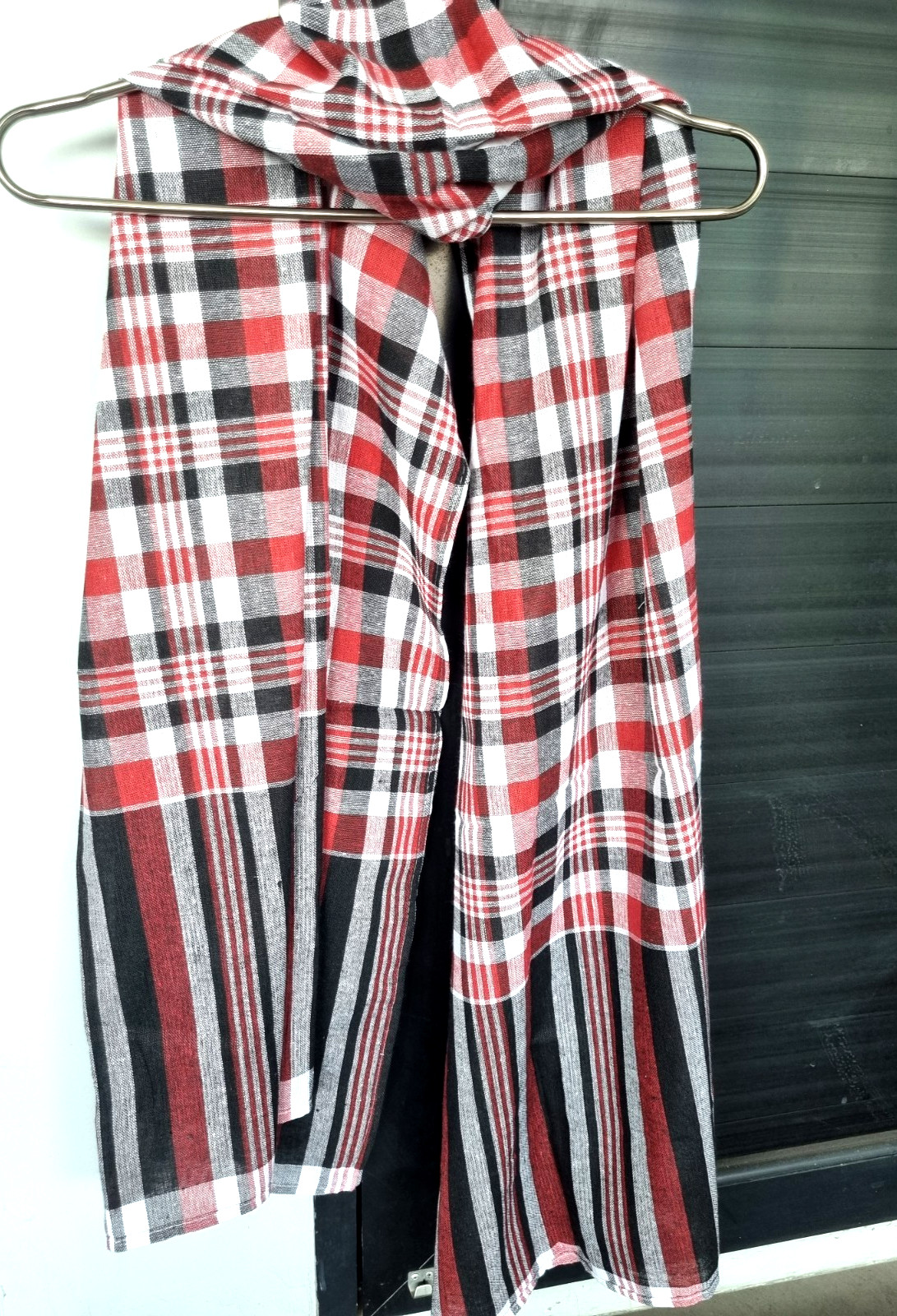 Cotton Loincloth Pha Kao Ma Thai Kaoma Plaid Scarf Bath Unisex Red Black L – 70″